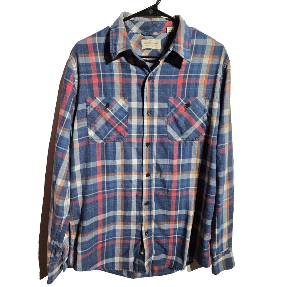 Weatherproof Vintage Long Sleeve Button Up Shirt Men's Size Medium Plaid Western